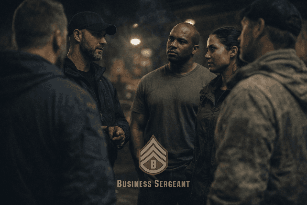 Military veterans engaged in discussion